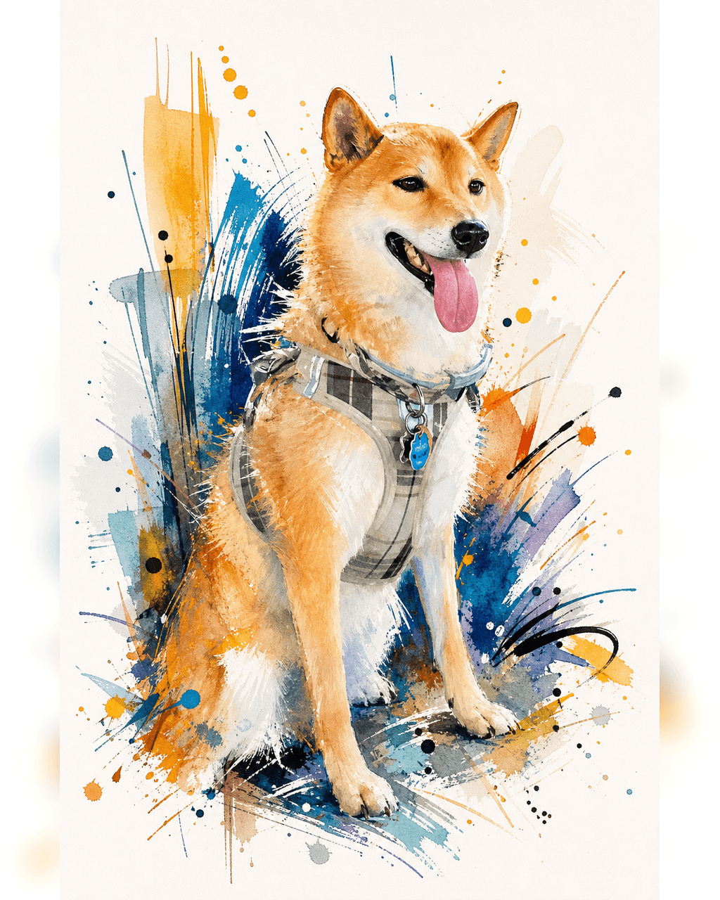 Shiba Inu Contemporary Color Ink portrait
