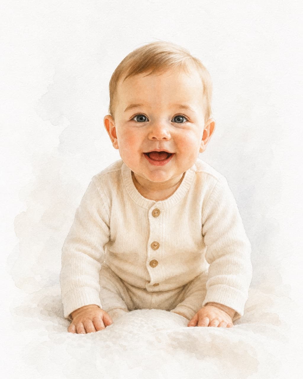 Baby Portrait in soft watercolor