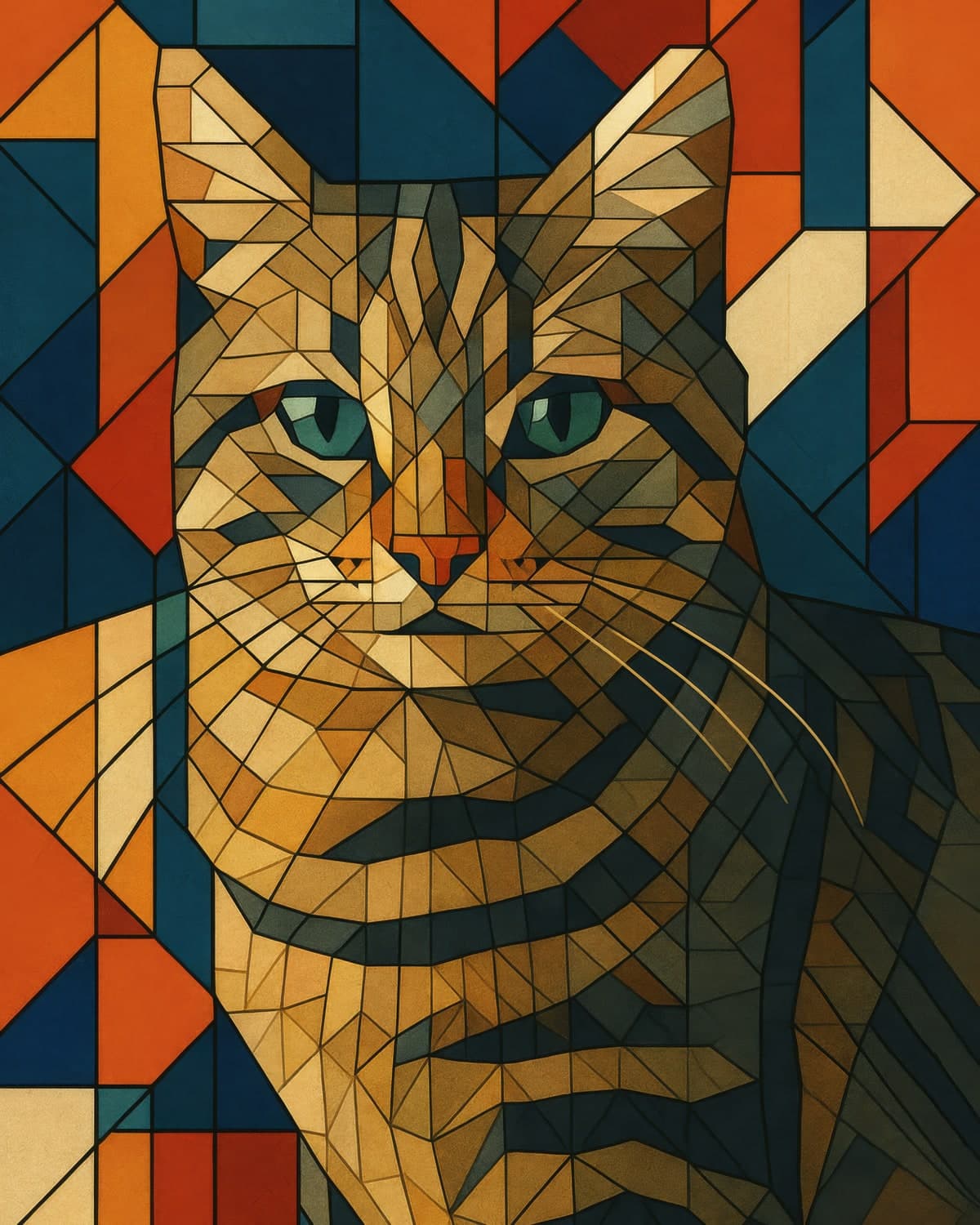 Geometric Mosaic custom pet portrait example