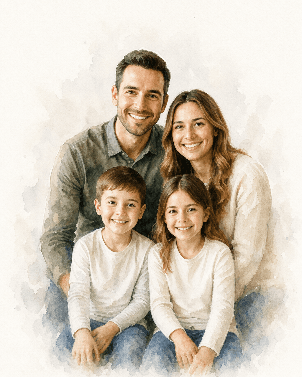 Soft Watercolor family portrait