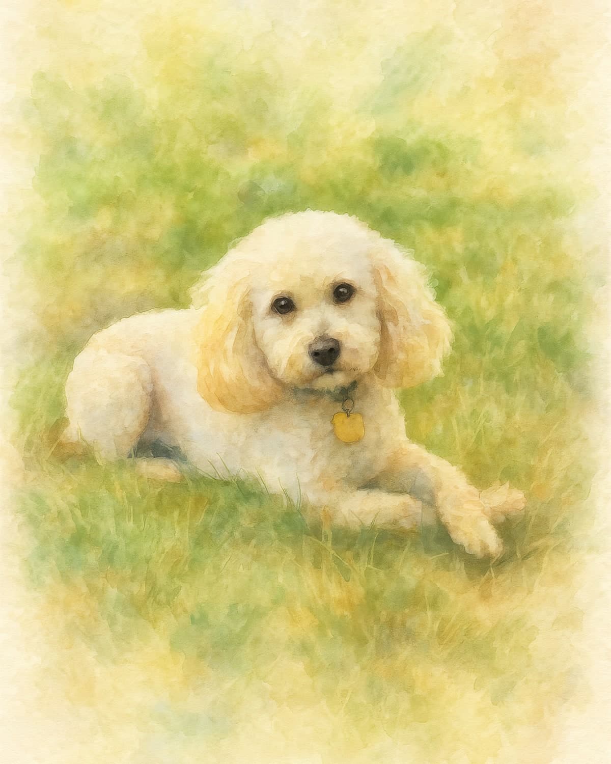 Soft Watercolor custom pet portrait example